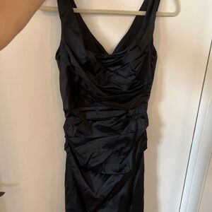 Black satin formal dress